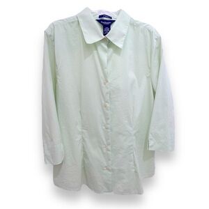 Van Heusen Women’s Stretch Button Down 3/4 Sleeve Shirt in Mint Green Size XL